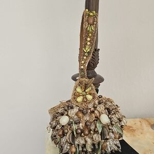 Mary Frances Beaded Handbag with Green and Brown Tones